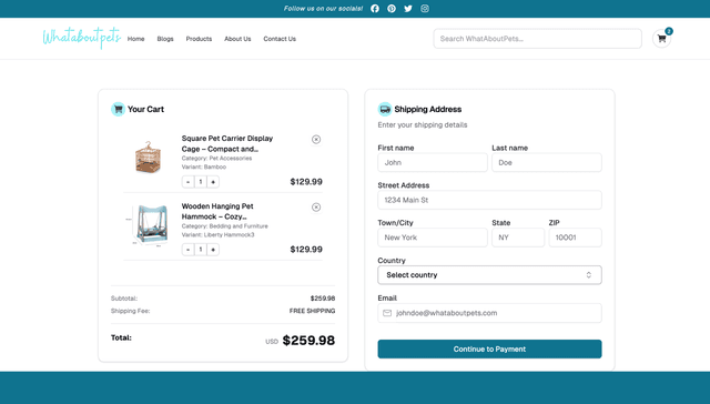 What About Pets e-commerce