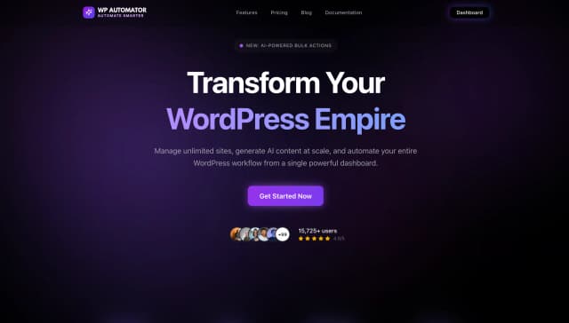 WP Automator landing page design