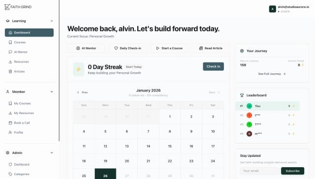 FaithGrind SaaS dashboard